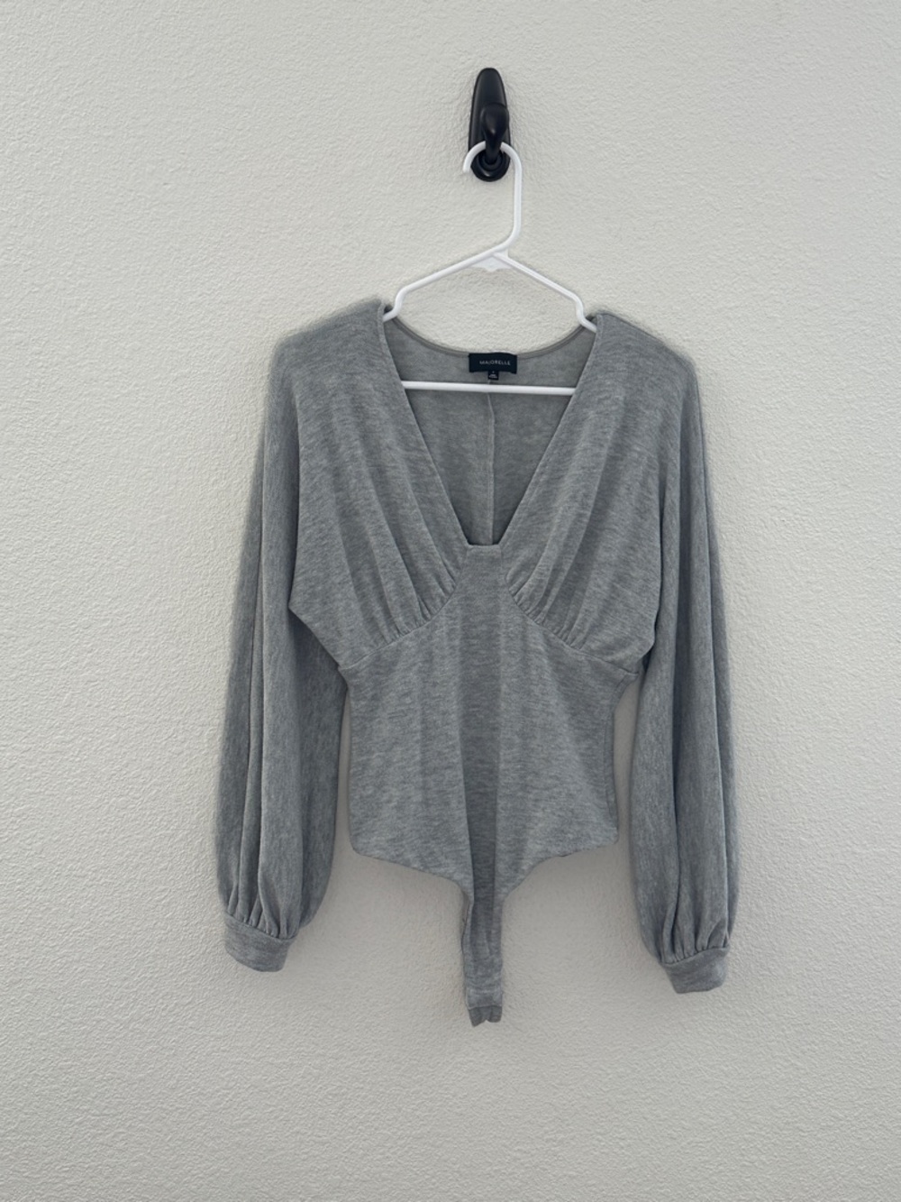 Majorelle Killian‎ Heather Grey V-Neck Knit Bodysuit Revolve Deep V Medium